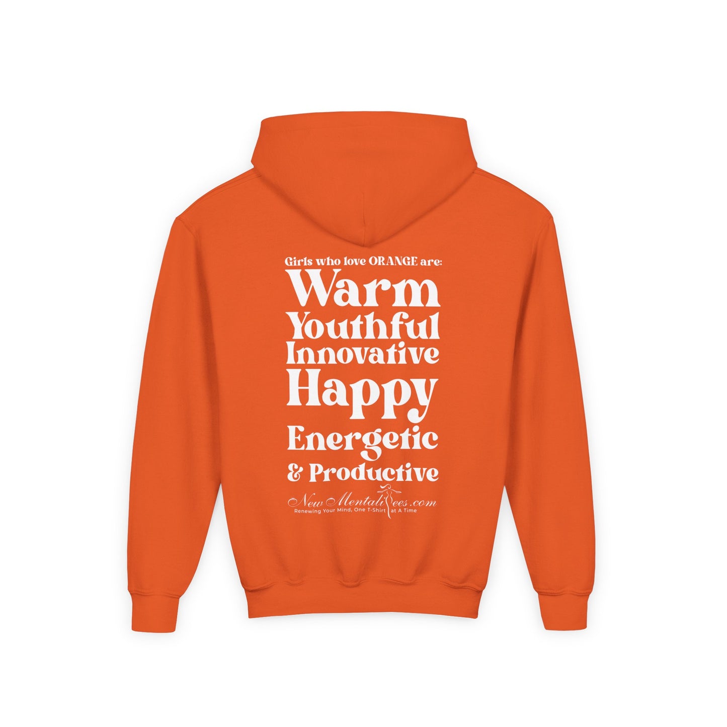 Orange Girl 4 Life Hoodie - Cute Youth Orange Graphic Hoodie, Positive Affirmation Hoodie, Inspirational Hoodie, Orange Fashion