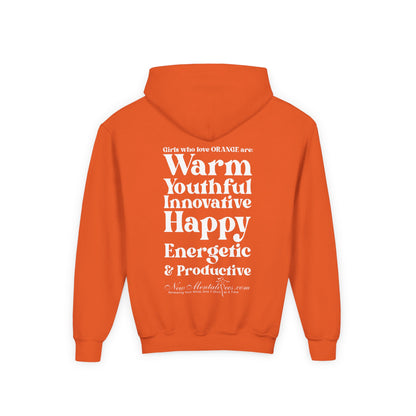 Orange Girl 4 Life Hoodie - Cute Youth Orange Graphic Hoodie, Positive Affirmation Hoodie, Inspirational Hoodie, Orange Fashion