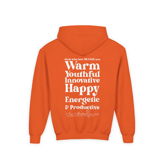 Orange Girl 4 Life Hoodie - Cute Youth Orange Graphic Hoodie, Positive Affirmation Hoodie, Inspirational Hoodie, Orange Fashion