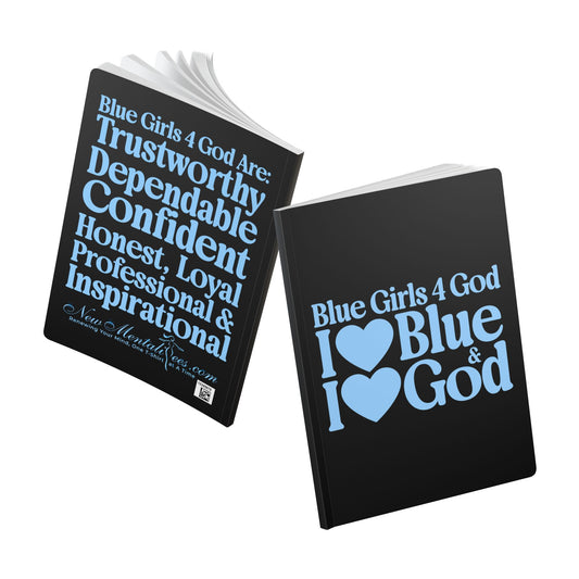 Blue Girls 4 God Black Contrast Softcover Journal – Double-Sided Inspirational Faith Journal | 100 or 200 Pages | Notebook for Girls & Women Who Love God