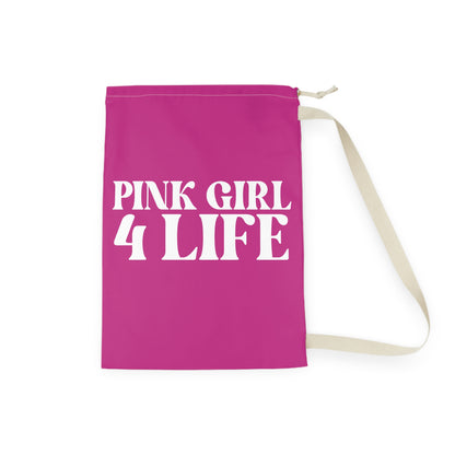 Pink Girl 4 Life Custom Pink Laundry Bag – Double-Sided Inspirational Pink Girl Laundry Sack | Spun Polyester Drawstring Bag