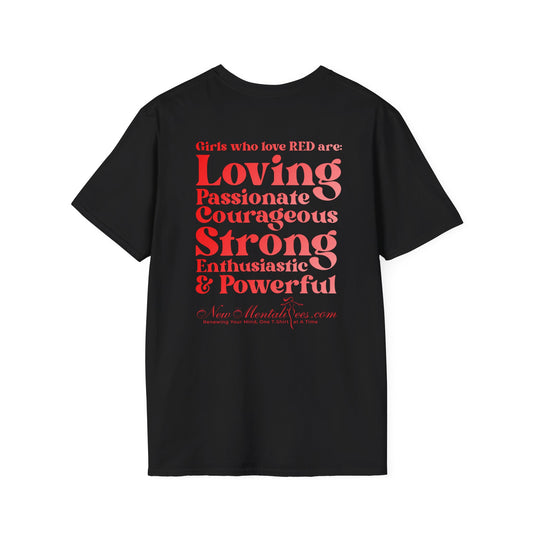 Red Girl 4 Life T-Shirt -  Cute Ladies Black Graphic Tee, Positive Affirmation Shirt, Inspirational Unisex T-Shirt, Red Fashion Tee
