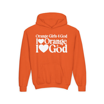 Orange Girls 4 God Youth Hoodie - You are Warm, Fun, Youthful, Innovative, Happy, Energetic, and Productive!