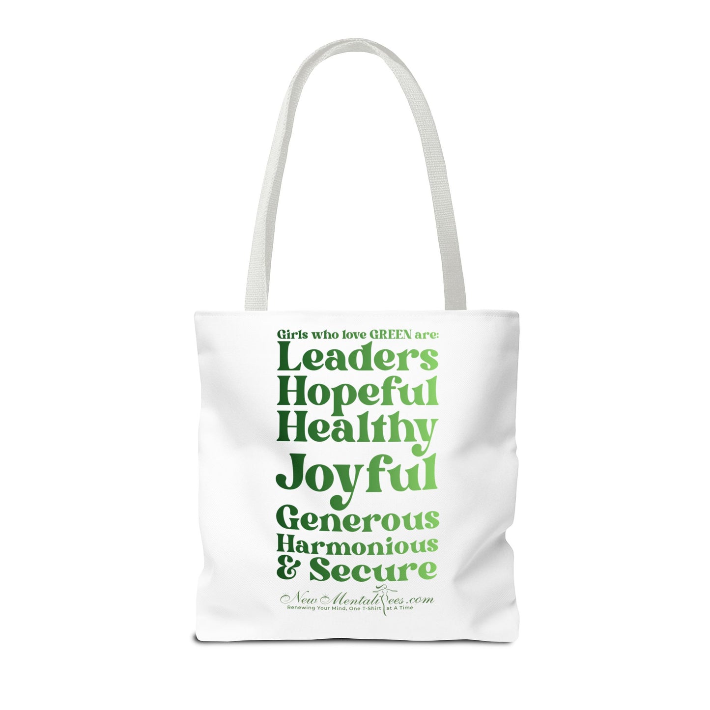 Green Girl 4 Life Tote Bag - Cute White Bag for Women and Girls, Double Sided Inspirational Tote