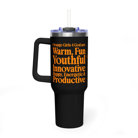 Orange Girls 4 God Black Contrast Tumbler - Faith Filled Women Who Love Orange