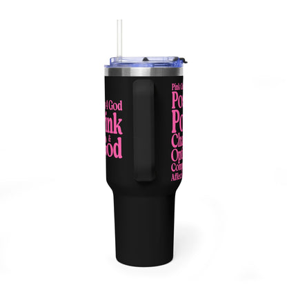 Pink Girls 4 God Black Contrast Tumbler - Faith Filled Women Who Love Pink