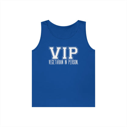 VIP Vegetarian Unisex Tank Top – Vegetarian In Person Healthy Lifestyle Statement Tank | Vegetarian Gift | Summer Tank