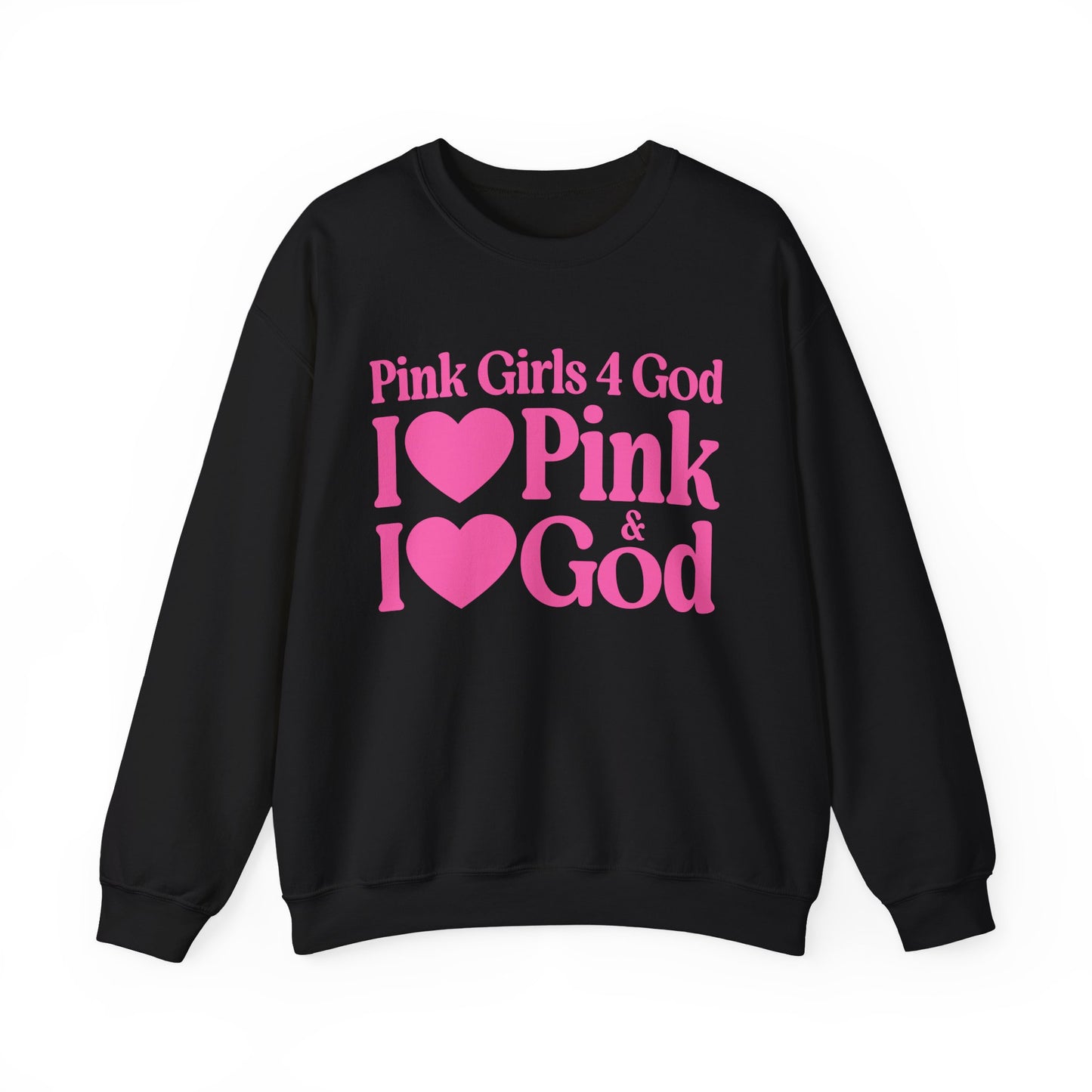 Pink Girls 4 God Adult Sweatshirt | Black Contrast