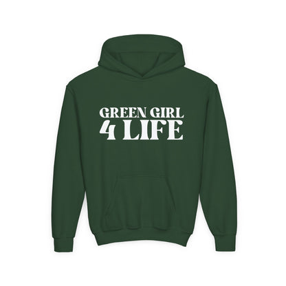 Green Girl 4 Life Hoodie - Cute Youth Green Graphic Hoodie, Positive Affirmation Hoodie, Inspirational Hoodie, Green Fashion