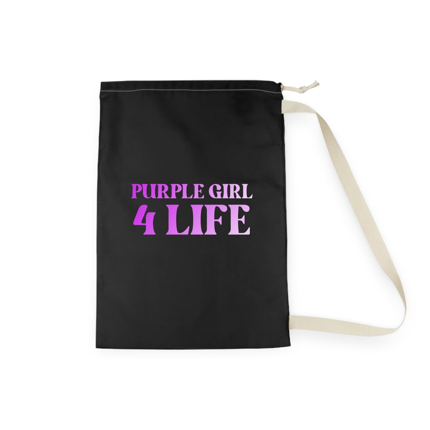 Purple Girl 4 Life Black Laundry Bag – Double-Sided Inspirational Purple Girl Laundry Sack | Spun Polyester Drawstring Bag