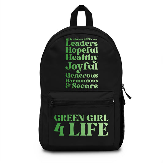 Green Girl 4 Life Black Contrast Backpack – Inspirational Girls School Backpack | Girl Power Bookbag | Lightweight Travel, School & Everyday Bag