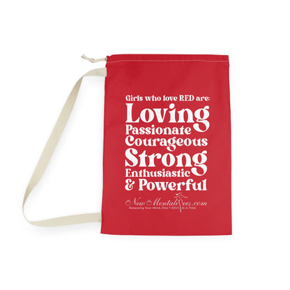 Red Girl 4 Life Laundry Bag – Double-Sided Inspirational Red Girl Laundry Sack | Spun Polyester Drawstring Bag