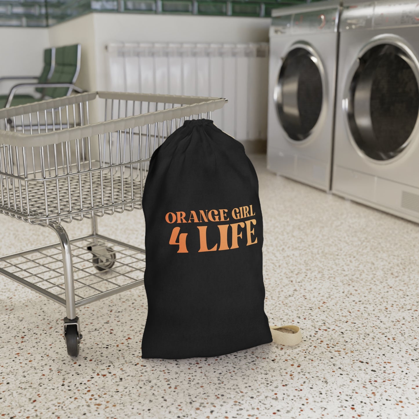 Orange Girl 4 Life Black Laundry Bag – Double-Sided Inspirational Orange Girl Laundry Sack | Spun Polyester Drawstring Bag