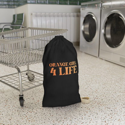 Orange Girl 4 Life Black Laundry Bag – Double-Sided Inspirational Orange Girl Laundry Sack | Spun Polyester Drawstring Bag
