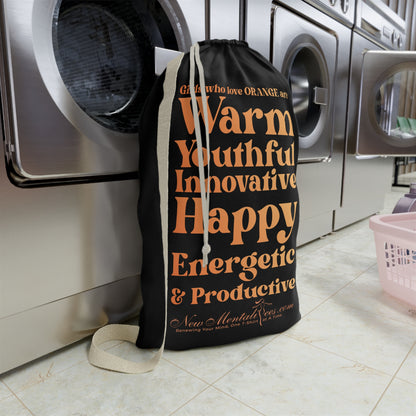 Orange Girl 4 Life Black Laundry Bag – Double-Sided Inspirational Orange Girl Laundry Sack | Spun Polyester Drawstring Bag