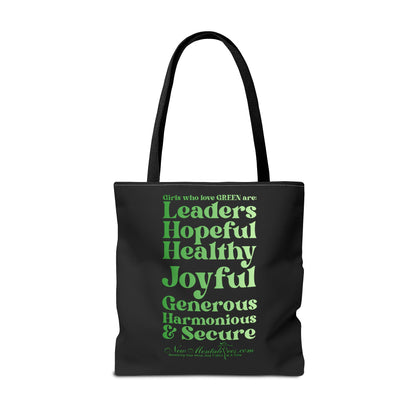 Green Girl 4 Life Tote Bag - Cute Black Bag for Women and Girls, Double Sided Inspirational Tote