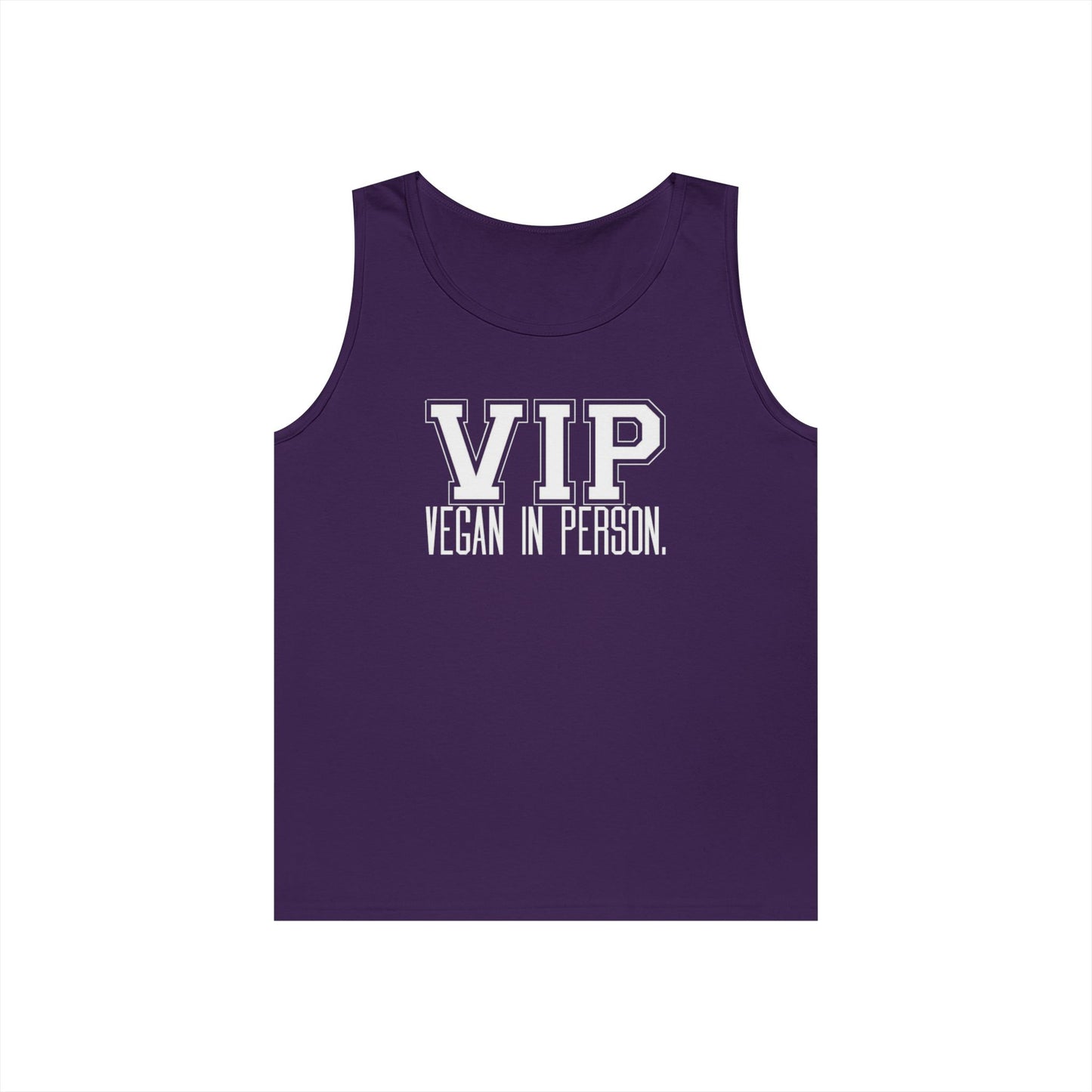 VIP Vegan Unisex Tank Top – Vegan In Person Plant-Based Statement Tank | Healthy Lifestyle | Vegan Gift | Eco-Friendly Summer Tank