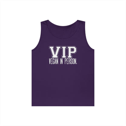 VIP Vegan Unisex Tank Top – Vegan In Person Plant-Based Statement Tank | Healthy Lifestyle | Vegan Gift | Eco-Friendly Summer Tank
