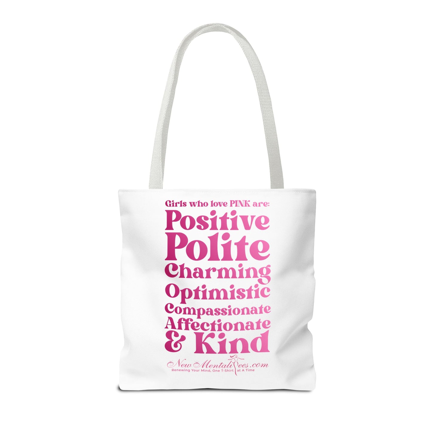 Pink Girl 4 Life Tote Bag - Cute White Bag for Women and Girls, Double Sided Inspirational Tote