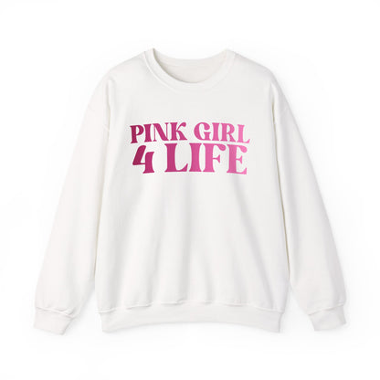 Pink Girl 4 Life Sweatshirt - Cute Ladies White Graphic Sweatshirt, Positive Affirmation Unisex Sweatshirt, Inspirational Gift