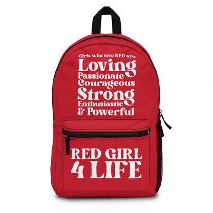Red Girl 4 Life Backpack – Inspirational Girls School Backpack | Girl Power Bookbag | Lightweight Travel, School & Everyday Bag