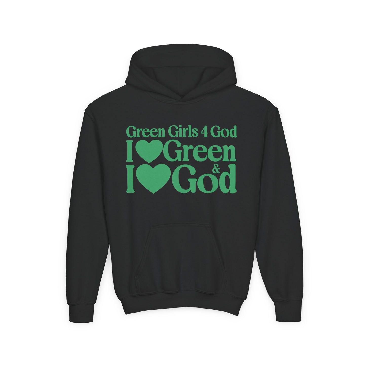 Green Girls 4 God Youth Hoodie | Black Contrast