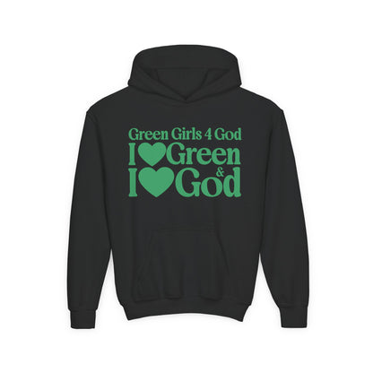 Green Girls 4 God Youth Hoodie | Black Contrast