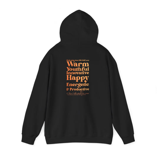 Orange Girl 4 Life Hoodie - Cute Ladies Black Graphic Hoodie, Positive Affirmation Hoodie, Inspirational Unisex Hoodie, Orange Fashion