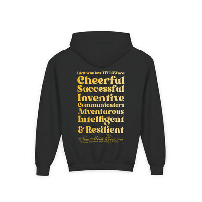 Yellow Girl 4 Life Hoodie - Cute Youth Black Hoodie, Positive Affirmation Hoodie, Inspirational Hoodie, Yellow Fashion