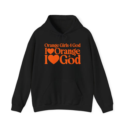 Orange Girls 4 God Adult Hoodie | Black Contrast