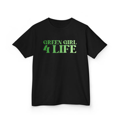 Green Girl 4 Life T-Shirt - Cute Youth Black Graphic Tee, Positive Affirmation Shirt, Inspirational T-Shirt, Green Fashion Tee
