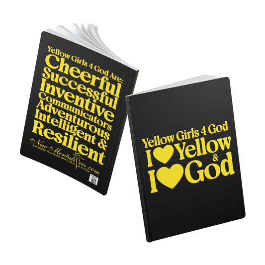 Yellow Girls 4 God Black Contrast Softcover Journal – Double-Sided Inspirational Faith Journal | 100 or 200 Pages | Notebook for Girls & Women Who Love God