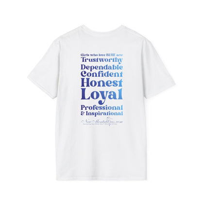 Blue Girl 4 Life T-Shirt - Cute Ladies White Graphic Tee, Positive Affirmation Shirt, Inspirational Unisex T-Shirt, Blue Fashion Tee