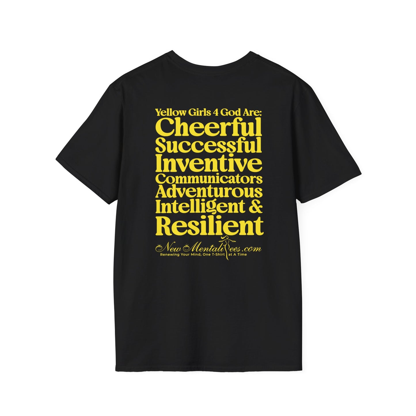 Yellow Girls 4 God Adult T-shirt | Black Contrast