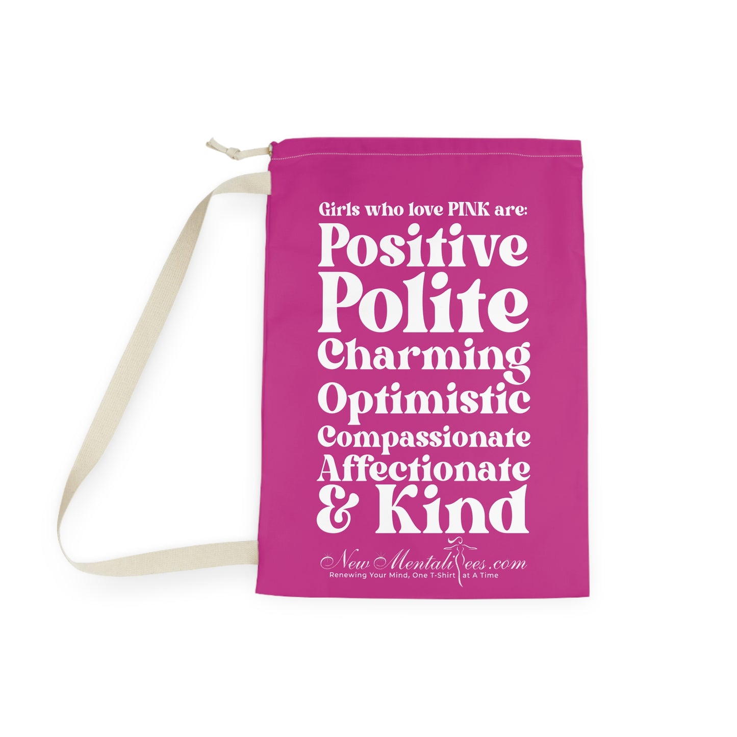 Pink Girl 4 Life Custom Pink Laundry Bag – Double-Sided Inspirational Pink Girl Laundry Sack | Spun Polyester Drawstring Bag