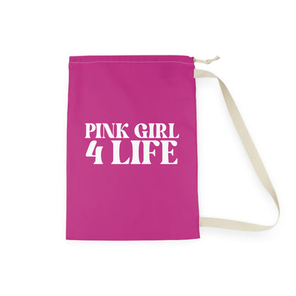 Pink Girl 4 Life Custom Laundry Bag – Double-Sided Inspirational Pink Girl Laundry Sack | Spun Polyester Drawstring Bag