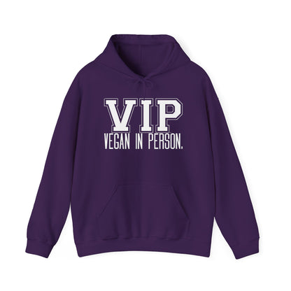 VIP Vegan Unisex Hoodie, Vegan In Person Statement Conversation Starter Hooded Sweatshirt