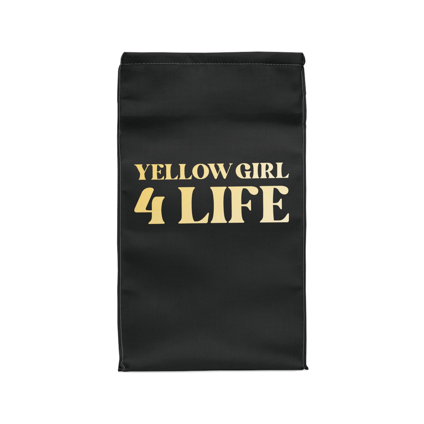 Yellow Girl 4 Life Black Contrast Lunch Bag – Double-Sided Inspirational Yellow Girl Lunch Tote | Insulated Lunch Bag | Girl Power Lunch Box