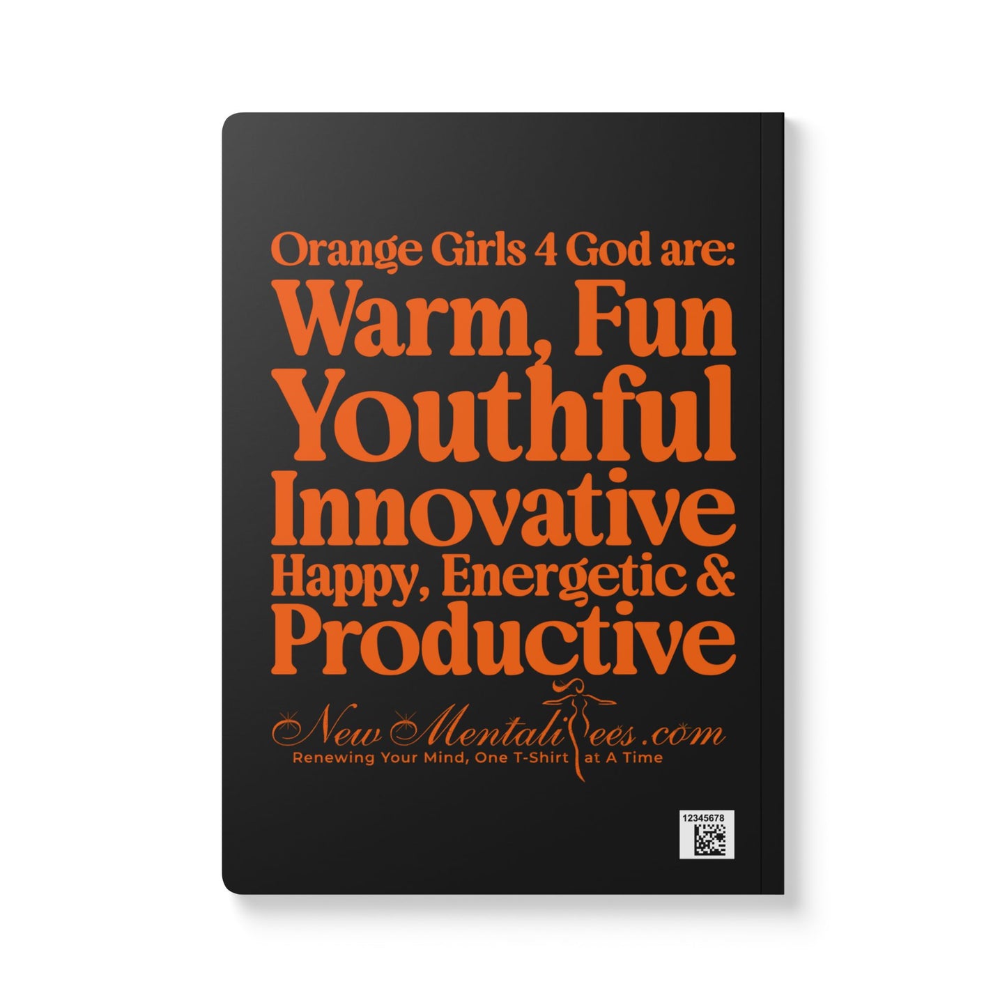 Orange Girls 4 God Black Contrast Softcover Journal – Double-Sided Inspirational Faith Journal | 100 or 200 Pages | Notebook for Girls & Women Who Love God