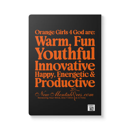 Orange Girls 4 God Black Contrast Softcover Journal – Double-Sided Inspirational Faith Journal | 100 or 200 Pages | Notebook for Girls & Women Who Love God