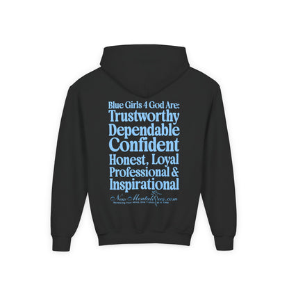 Blue Girls 4 God Youth Hoodie | Black Contrast