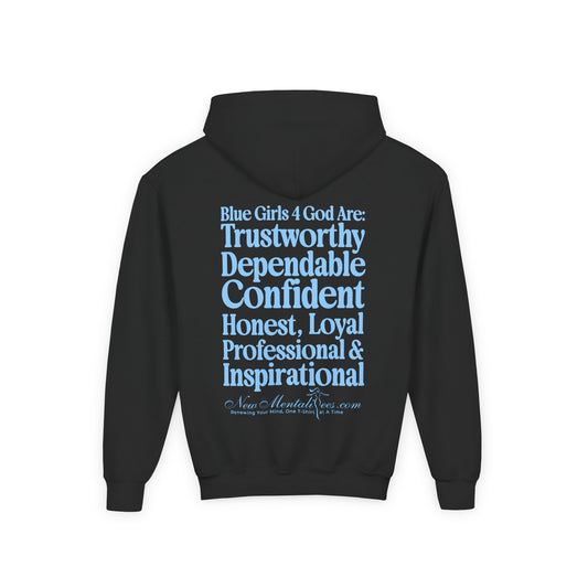 Blue Girls 4 God Youth Hoodie | Black Contrast