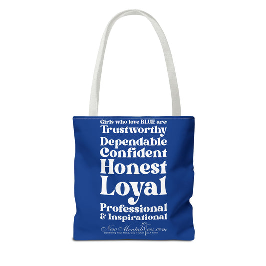 Blue Girl 4 Life Tote Bag - Cute Blue Bag for Women and Girls, Double Sided Inspirational Tote