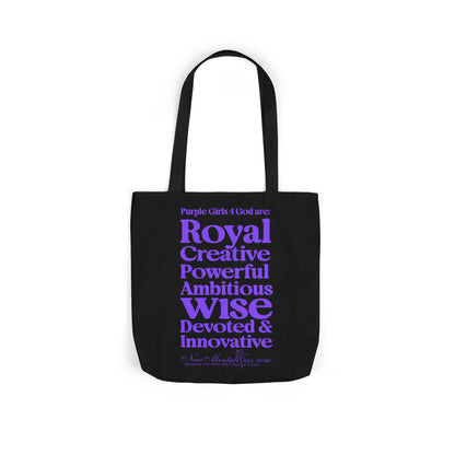 Black Contrast Purple Girls 4 God Tote Bag - You Are Royal, Creative, Powerful, Ambitious, Wise, Devoted, and Innovative!