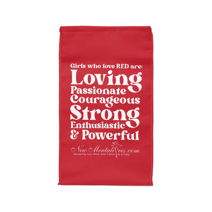 Red Girl 4 Life Lunch Bag – Double-Sided Inspirational Red Girl Lunch Tote | Insulated Lunch Bag | Girl Power Lunch Box