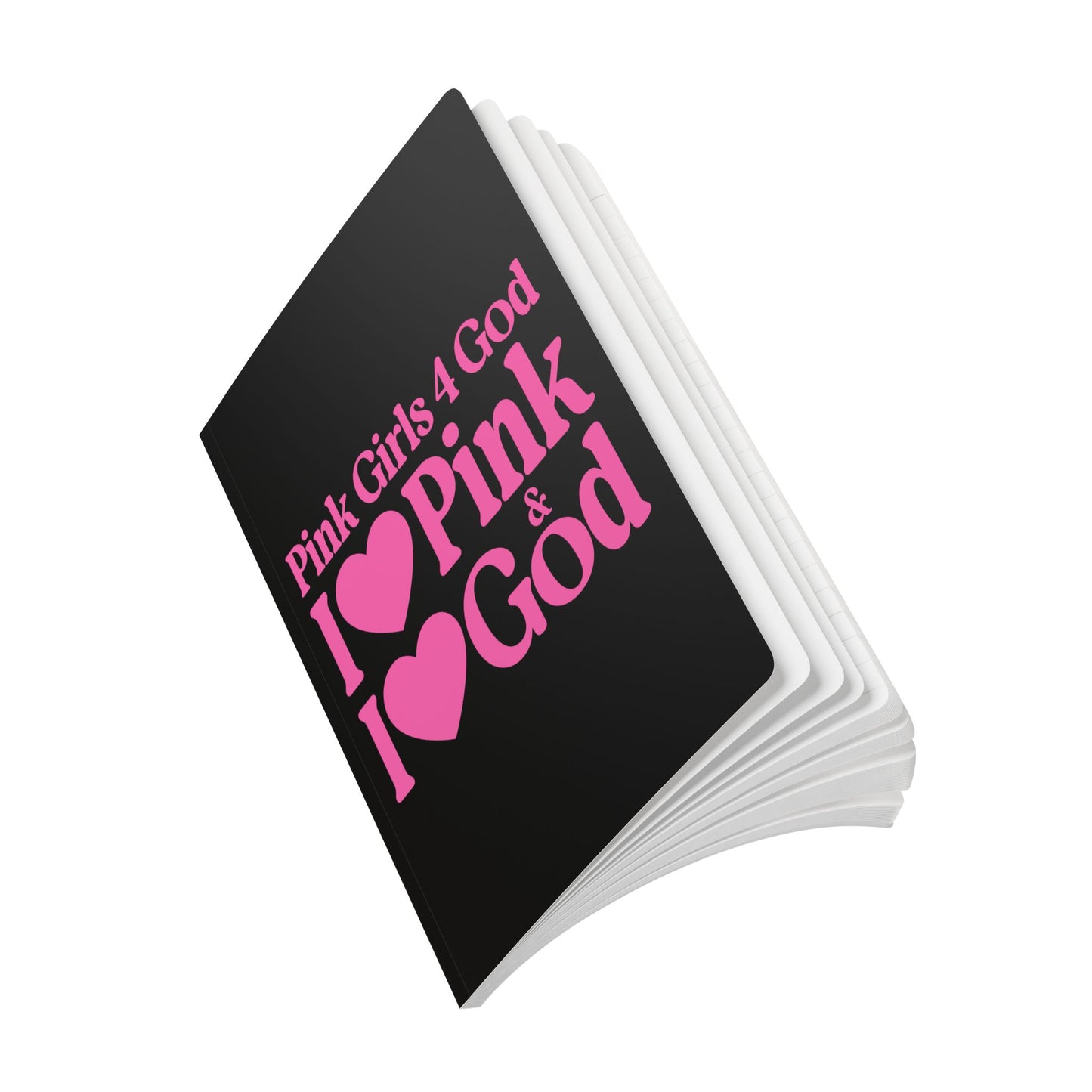 Pink Girls 4 God Black Contrast Softcover Journal – Double-Sided Inspirational Faith Journal | 100 or 200 Pages | Notebook for Girls & Women