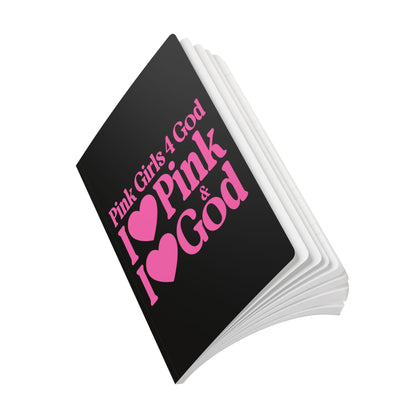 Pink Girls 4 God Black Contrast Softcover Journal – Double-Sided Inspirational Faith Journal | 100 or 200 Pages | Notebook for Girls & Women