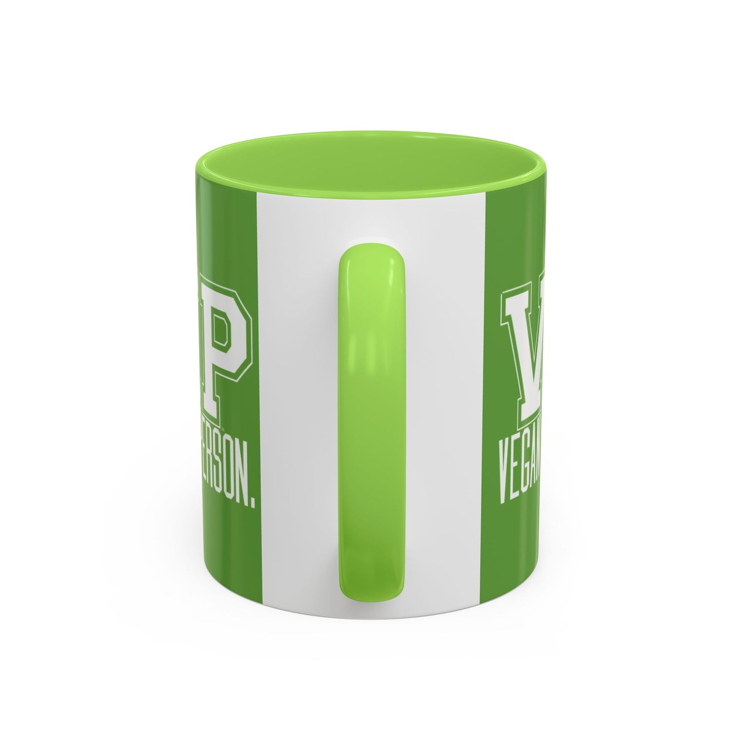 VIP Vegan Vegan In Person Plant Based Statement Mug | Light Green, Dark Green, Pink, Orange, Light Blue, Navy, Purple, Red, and Black