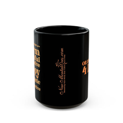 Orange Girl 4 Life Black Mug - Positive Affirmation, Cute, Inspirational Double Sided, 11oz & 15oz Mug, Great Gift