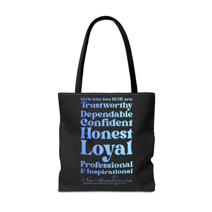 Blue Girl 4 Life Tote Bag - Cute Black Bag for Women and Girls, Double Sided Inspirational Tote